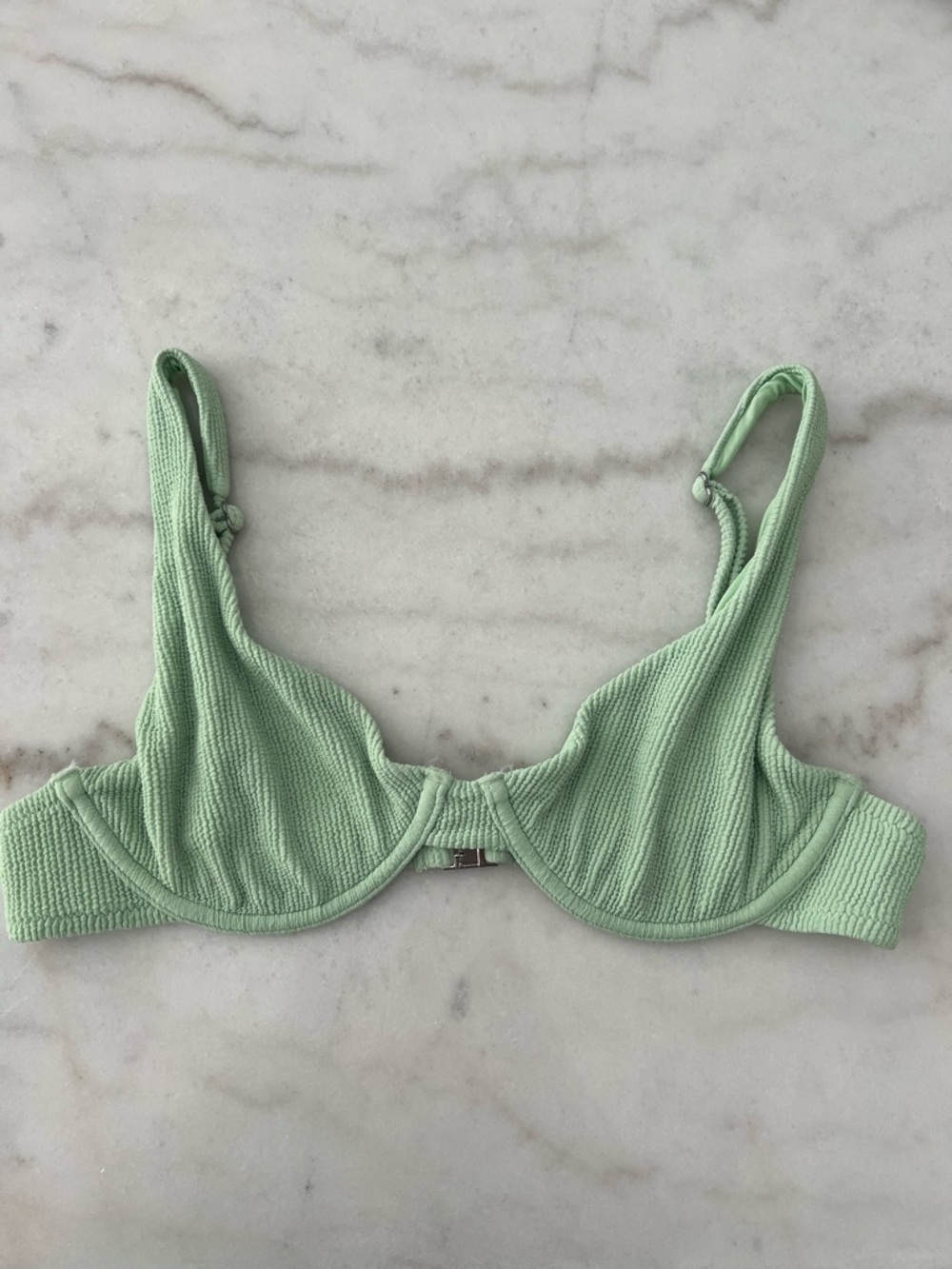 Underwire Ribbed bikini top
 in Sage Green